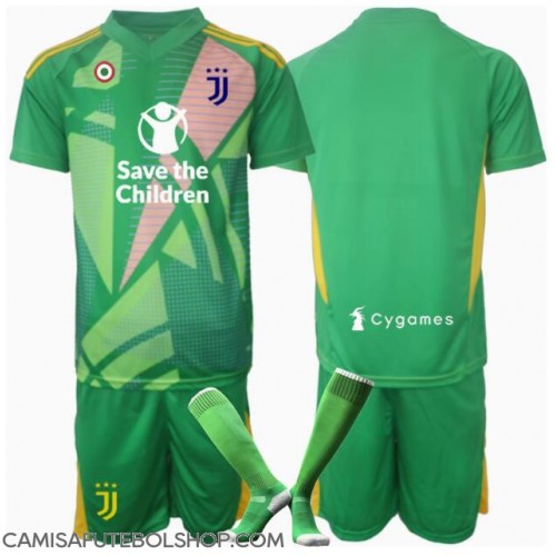 Camisa de time de futebol Juventus Goleiro Replicas 2º Equipamento Infantil 2024-25 Manga Curta (+ Calças curtas)